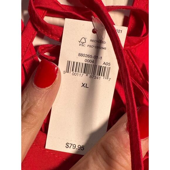 NWT Gap Women's Red V-Neckline Ruched Slip Midi Dress Size XL - Picture 5 of 12